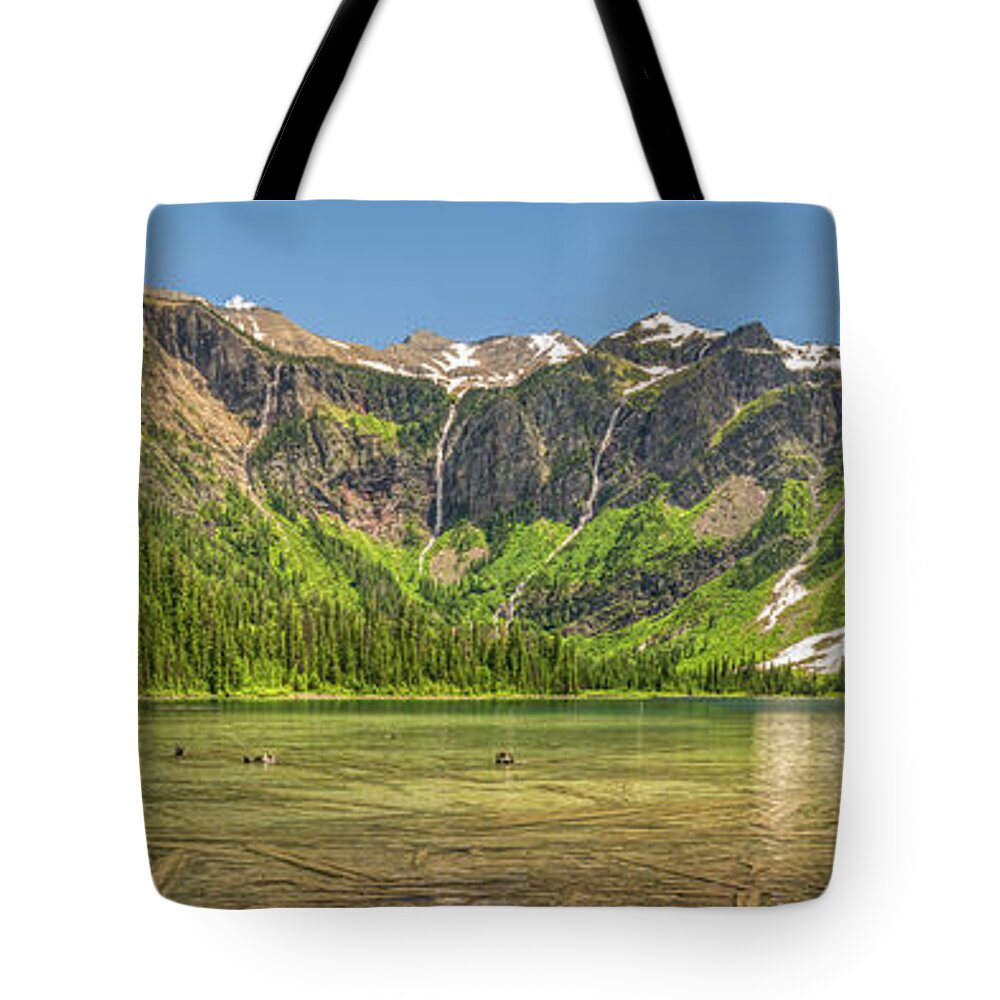 Avalanche Tote Bag featuring the photograph Avalanche Lake Panorama by Kenneth Everett