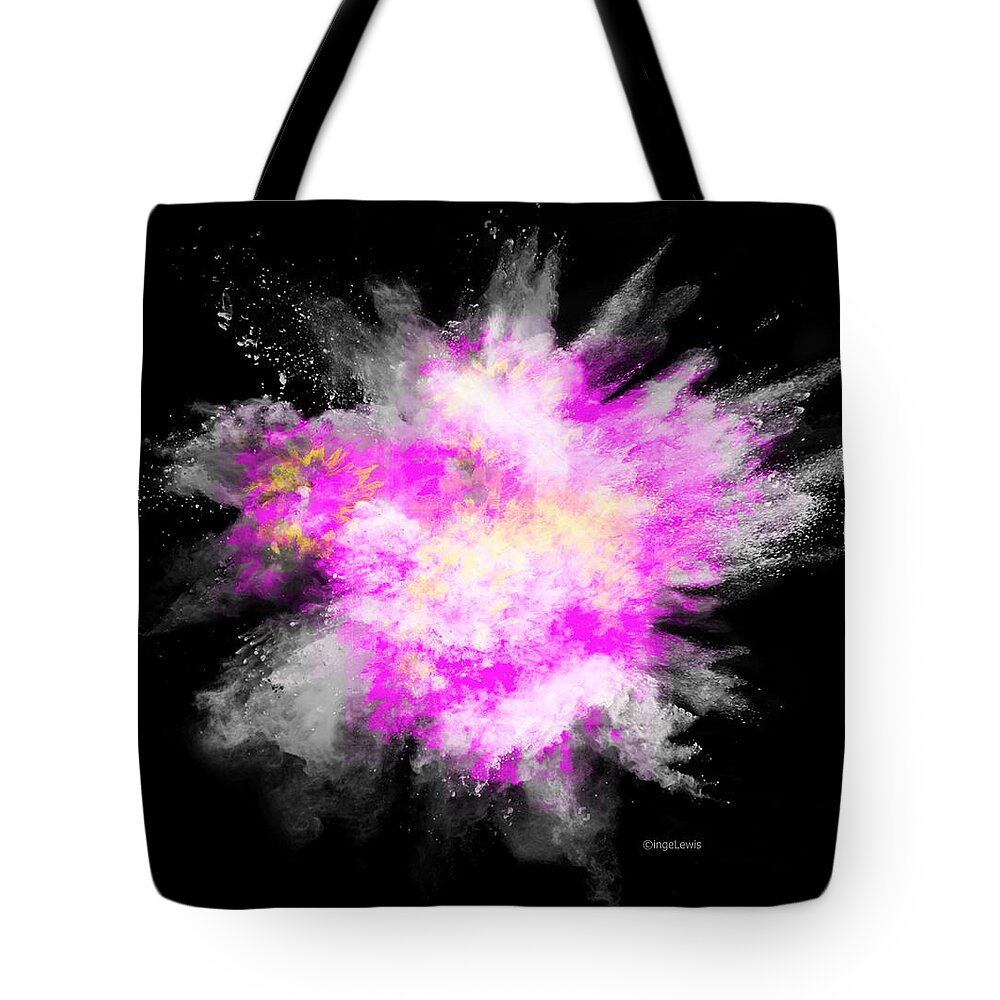 Powder Tote Bag featuring the digital art Awesome Powder Paint Explosion by Inge Lewis