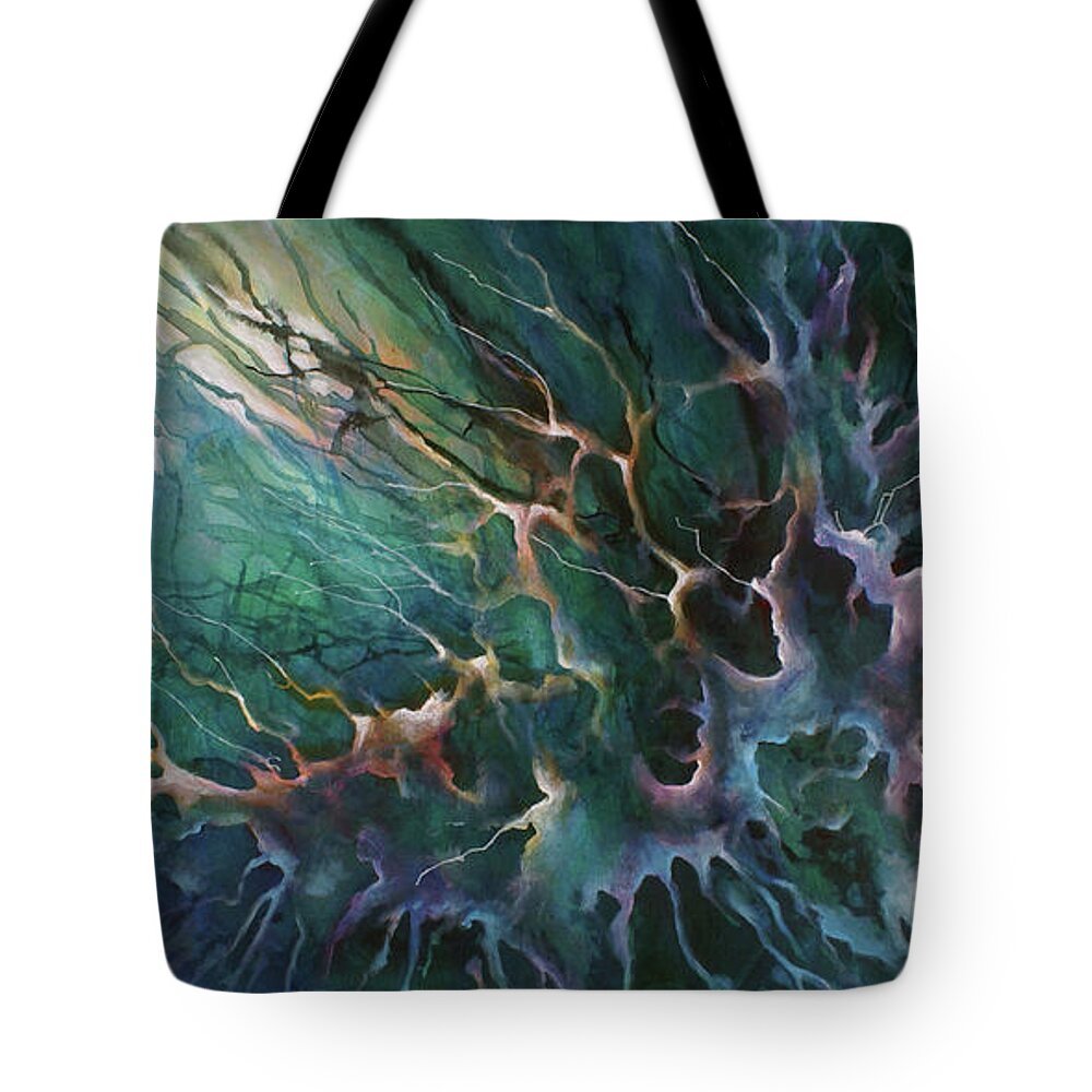 Abstract Tote Bag featuring the painting Daydream #1 by Michael Lang