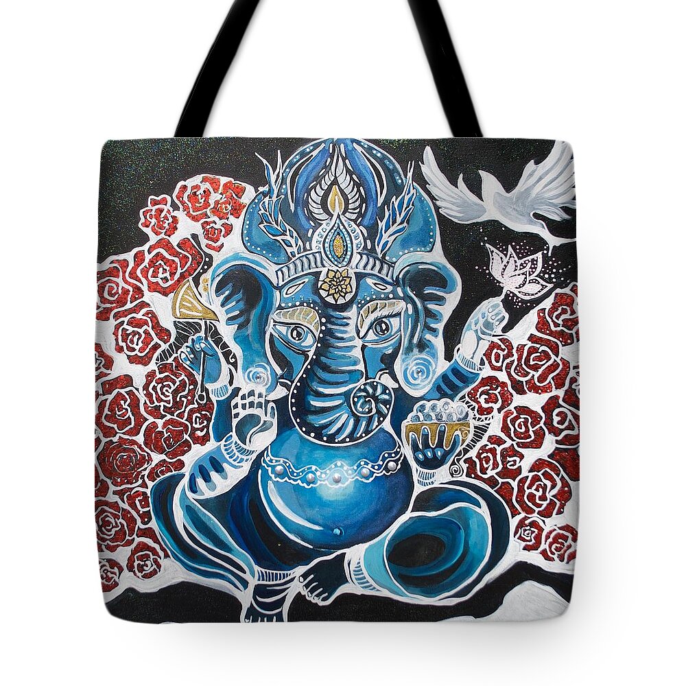 Ganesha Tote Bag featuring the painting Baby Ganesha by Patricia Arroyo