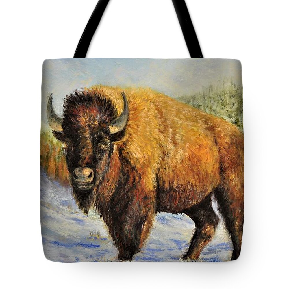 Buffalo Tote Bag featuring the painting Baby, It's Cold Outside by Lee Tisch Bialczak