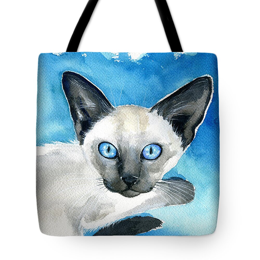 Siamese Tote Bag featuring the painting Baby Siamese Chic by Dora Hathazi Mendes
