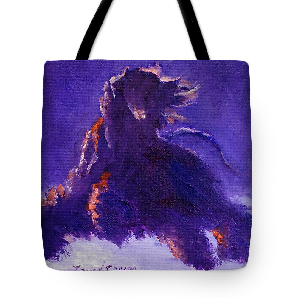 Afghan Hound Tote Bag featuring the painting Backlit Afghan Hound by Terry Chacon