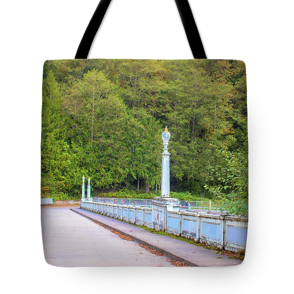 Baker River Bridge Tote Bag featuring the photograph Baker River Bridge Washington by Cathy Anderson