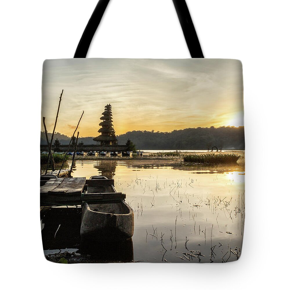 Temple Tote Bag featuring the photograph Balis golden mornings by Torsten Funke