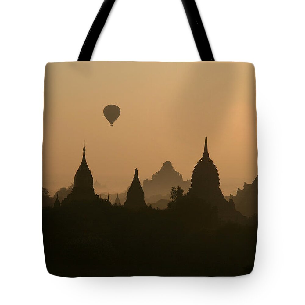 Tranquility Tote Bag featuring the photograph Balloons Over Bagan, Burma by Joe & Clair Carnegie / Libyan Soup