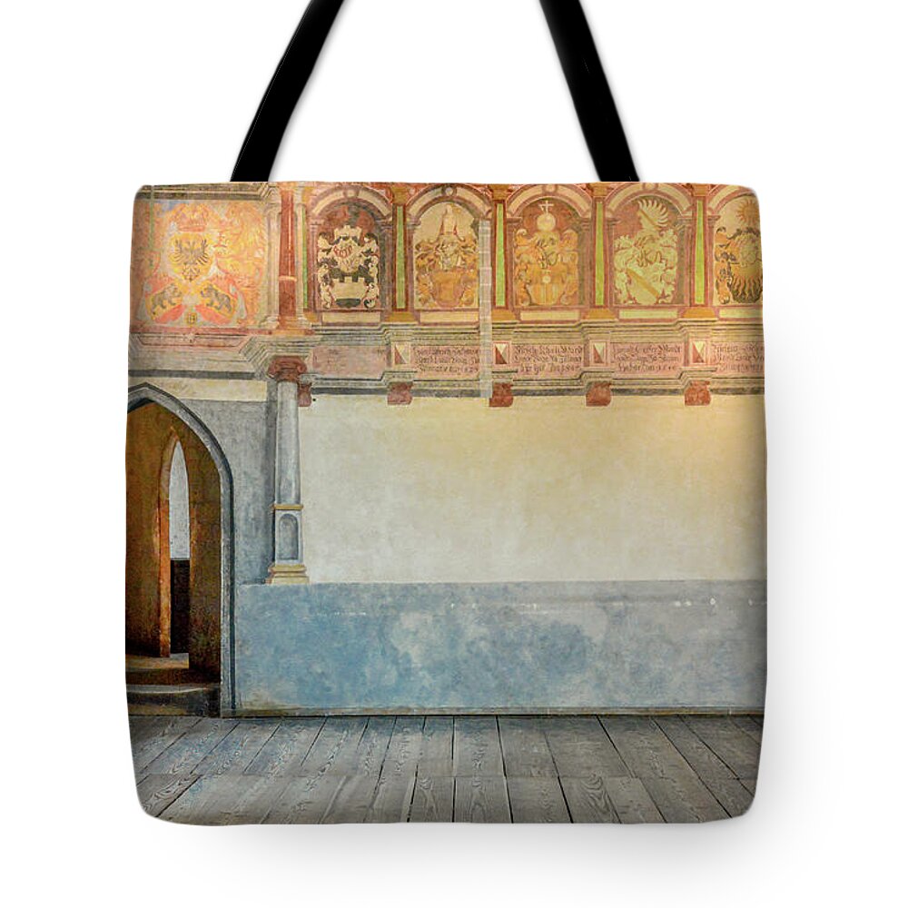 Chateau Chillon Tote Bag featuring the photograph Hall of the Bailiffs, Chateau Chillon by Marcy Wielfaert