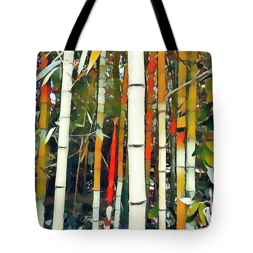 Art Of Bamboo Tote Bag featuring the painting Bamboo 17 by Jeelan Clark
