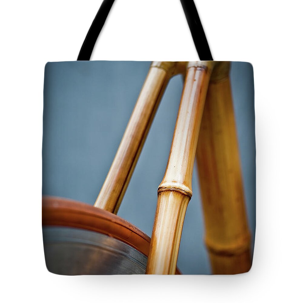 Bamboo Tote Bag featuring the photograph Bamboo Bicycle Seat Stays by Daniel Macdonald / Www.dmacphoto.com