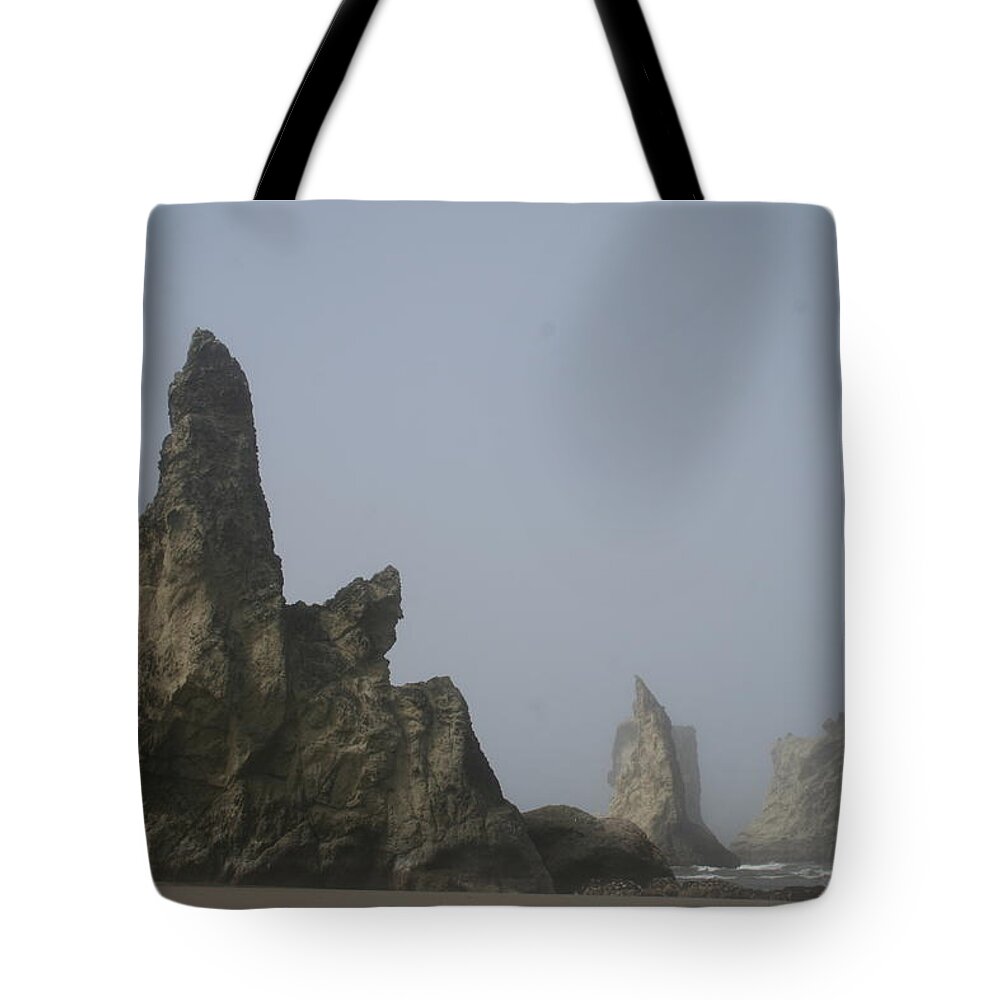 Dylan Punke Tote Bag featuring the photograph Bandon Rocks Faint by Dylan Punke
