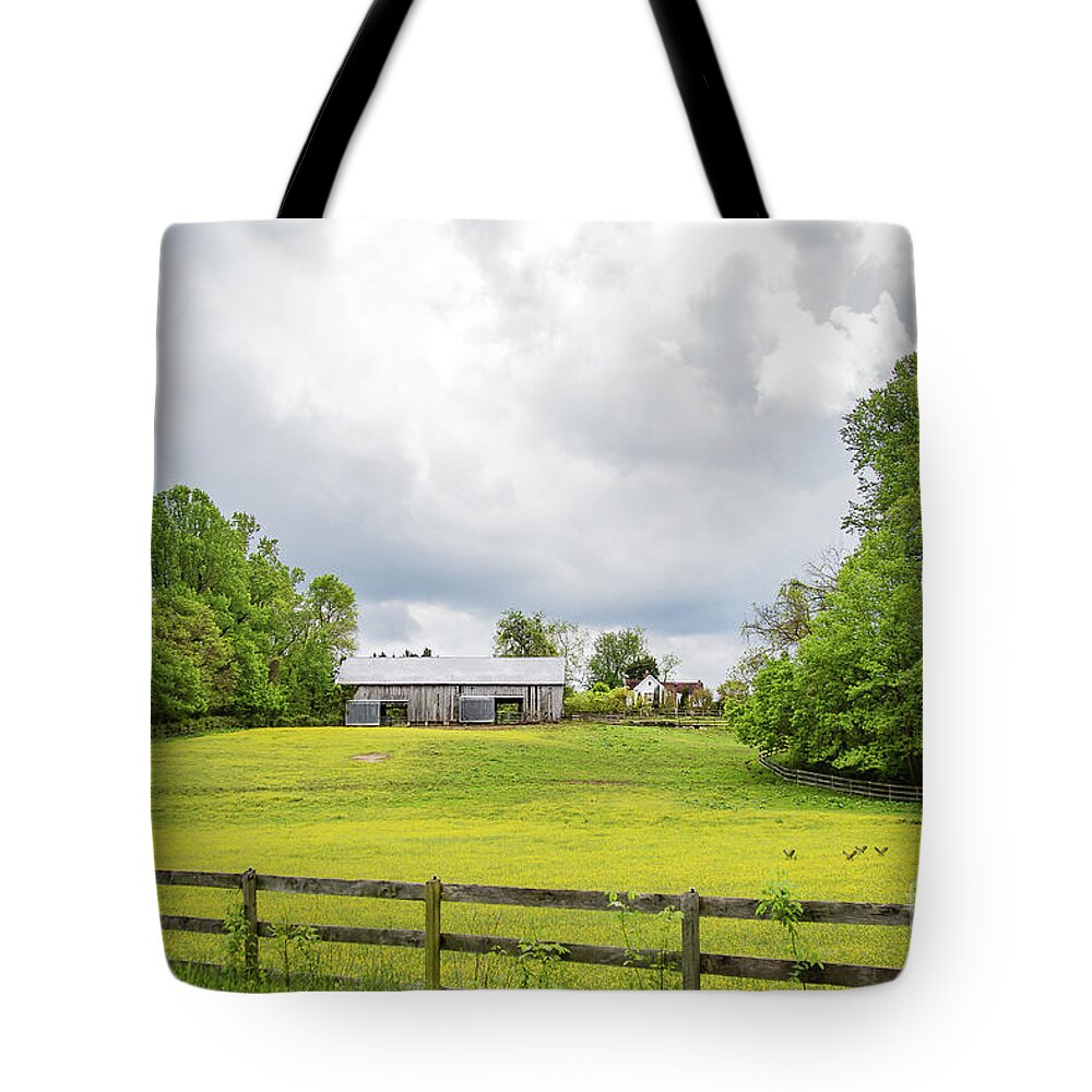 Barn Tote Bag featuring the photograph Barn in the Buttercups by Kathy Sherbert