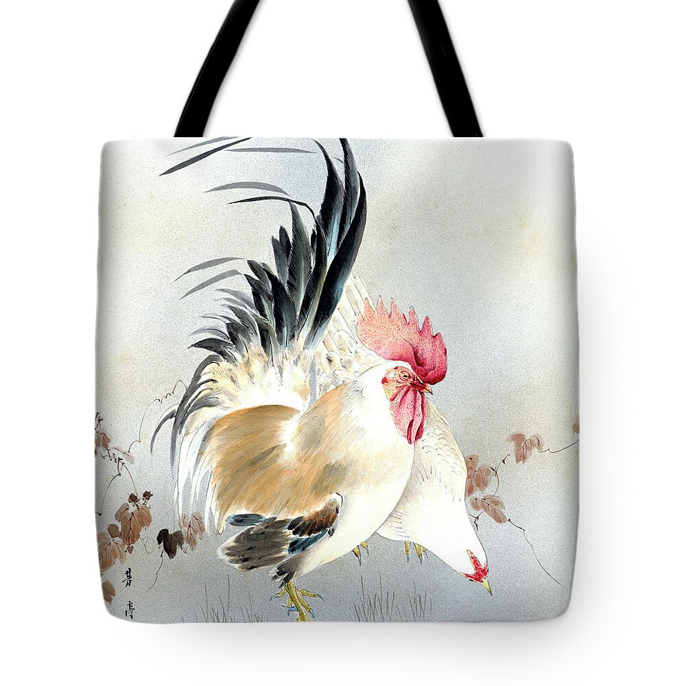 Hotei Tote Bag featuring the painting Barnyard Fowl by Hotei