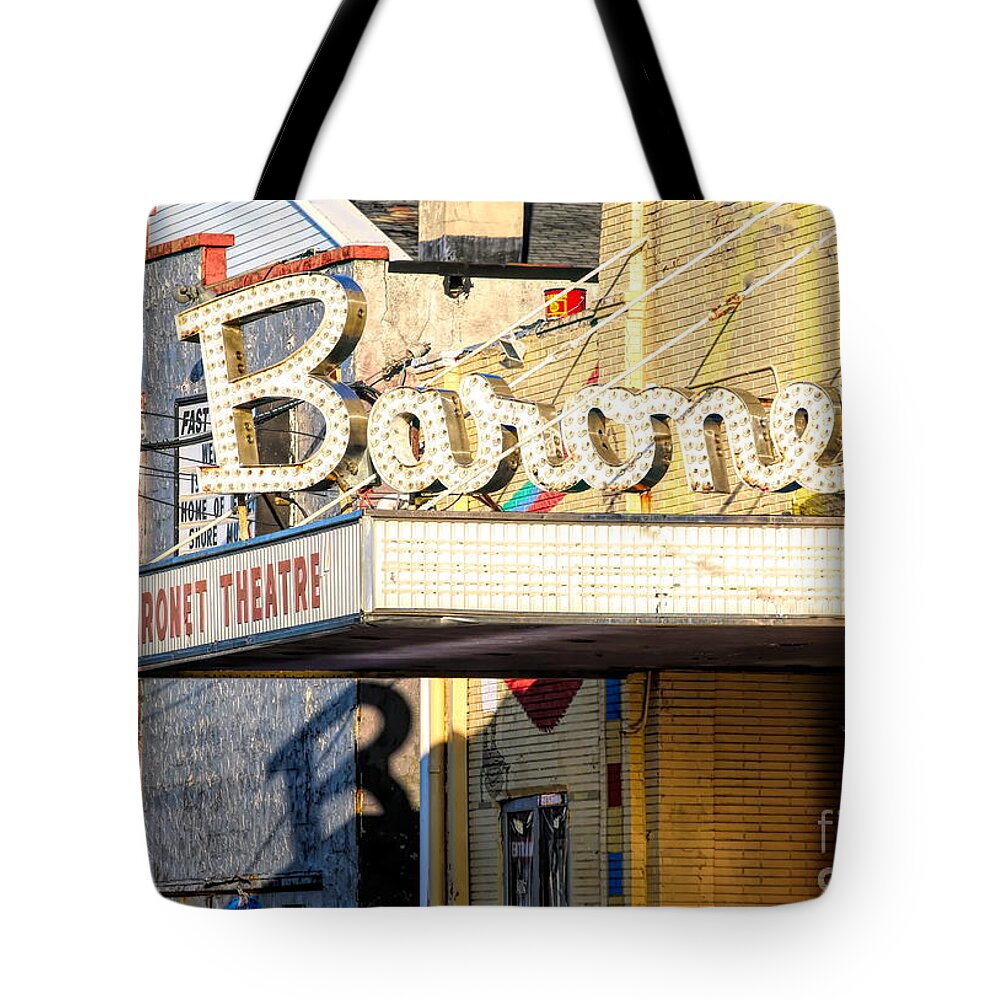 New Jersey Tote Bag featuring the photograph Baronet Theater Asbury Park New Jersey 1913 demolished in 2010 by Chuck Kuhn