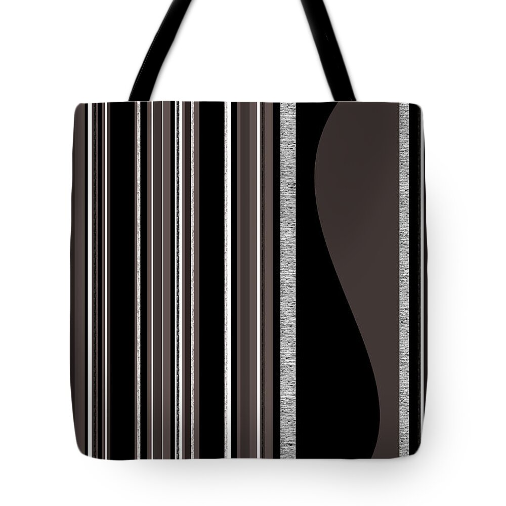 Bass Note Tote Bag featuring the digital art Bass Note - Random Stripes - Black and White by Val Arie