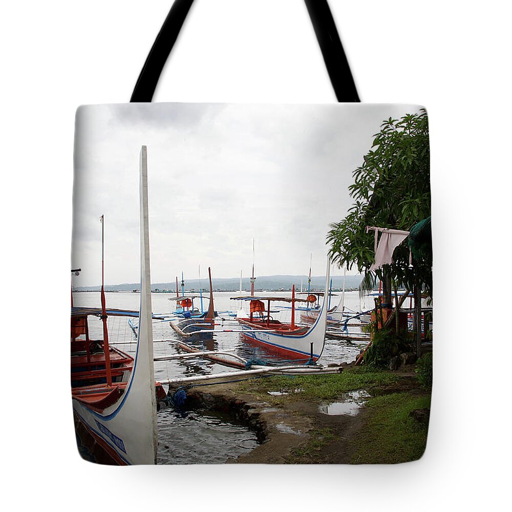 Boats Tote Bag featuring the photograph Batangas to Taal by Christopher Rowlands