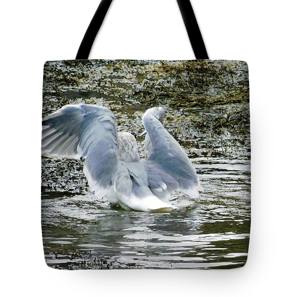 Bird Tote Bag featuring the photograph - Bath time by THERESA Nye