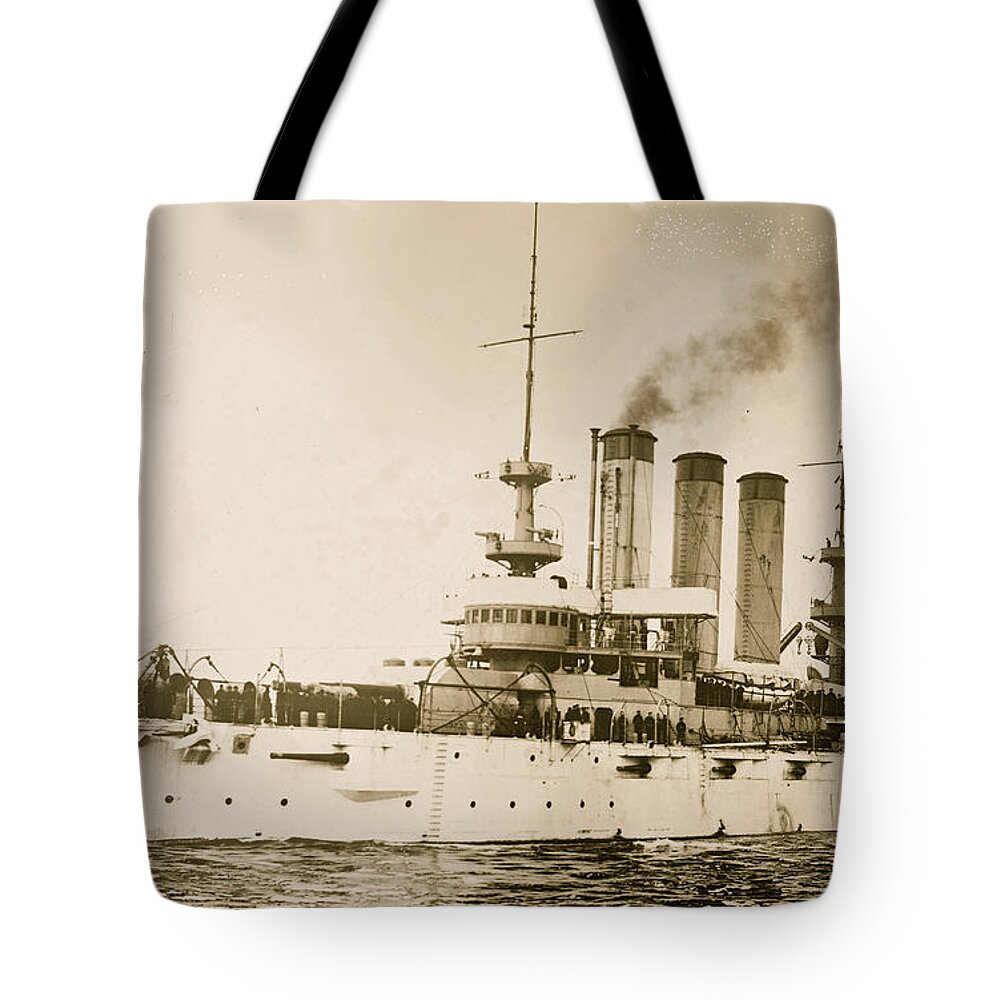 Battleship Tote Bag featuring the painting Battleship Maine by 