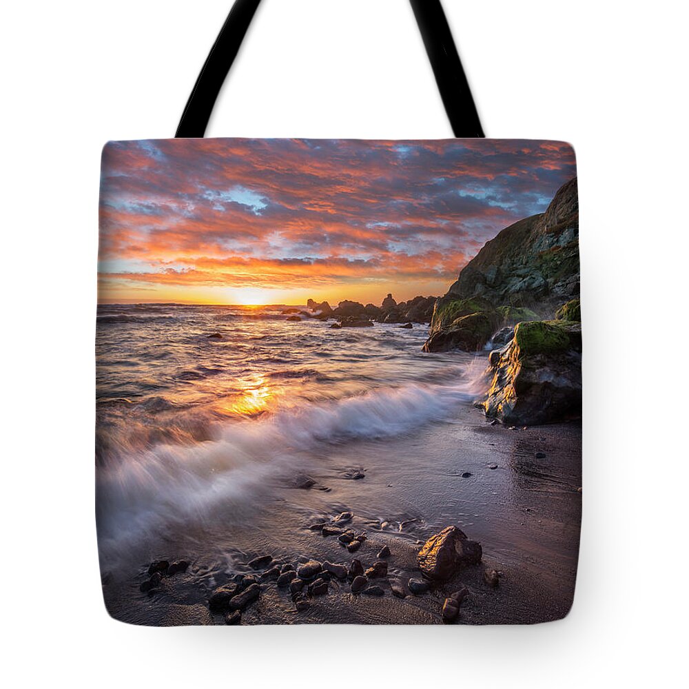 00571637 Tote Bag featuring the photograph Beach At Sunset, Sonoma Coast State Park, Big Sur, California by Tim Fitzharris