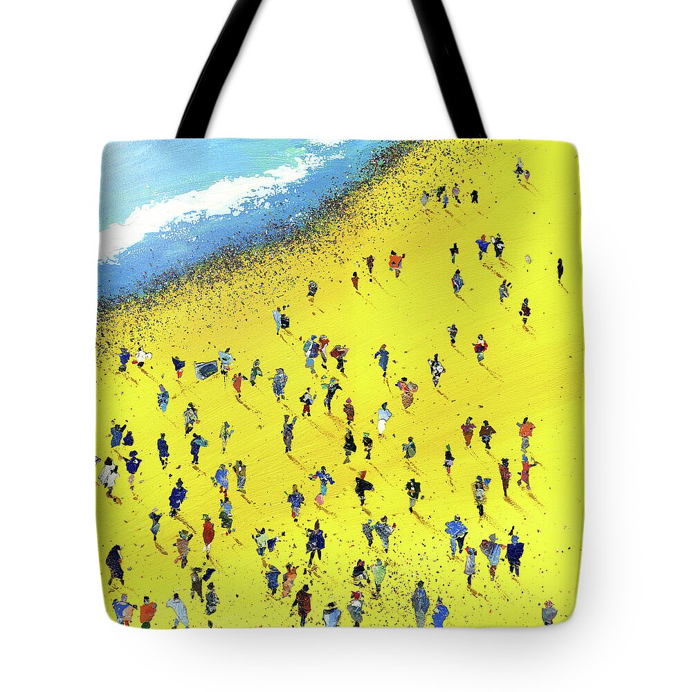 Beach Bums Original Painting From The Studio Of North Yorkshire Tote Bag featuring the painting Beach Bums by Neil McBride