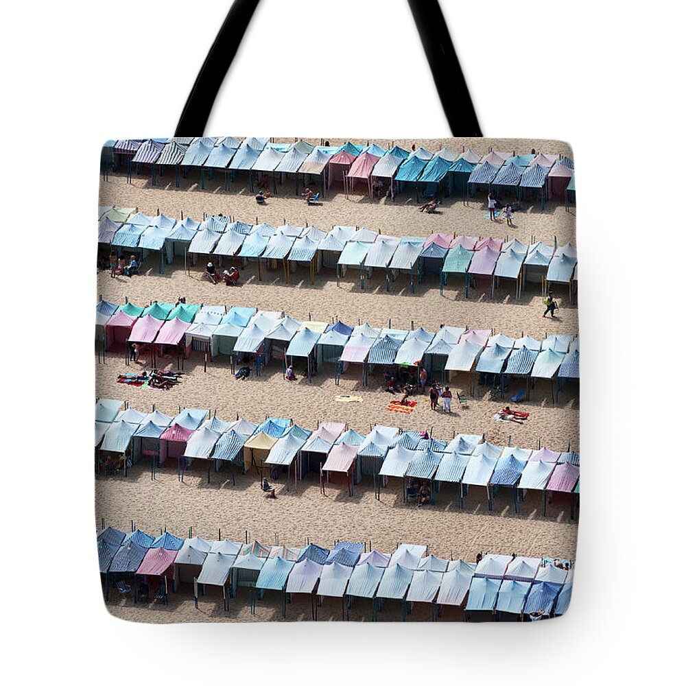 Beach Hut Tote Bag featuring the photograph Beach Huts by Momentaryawe.com