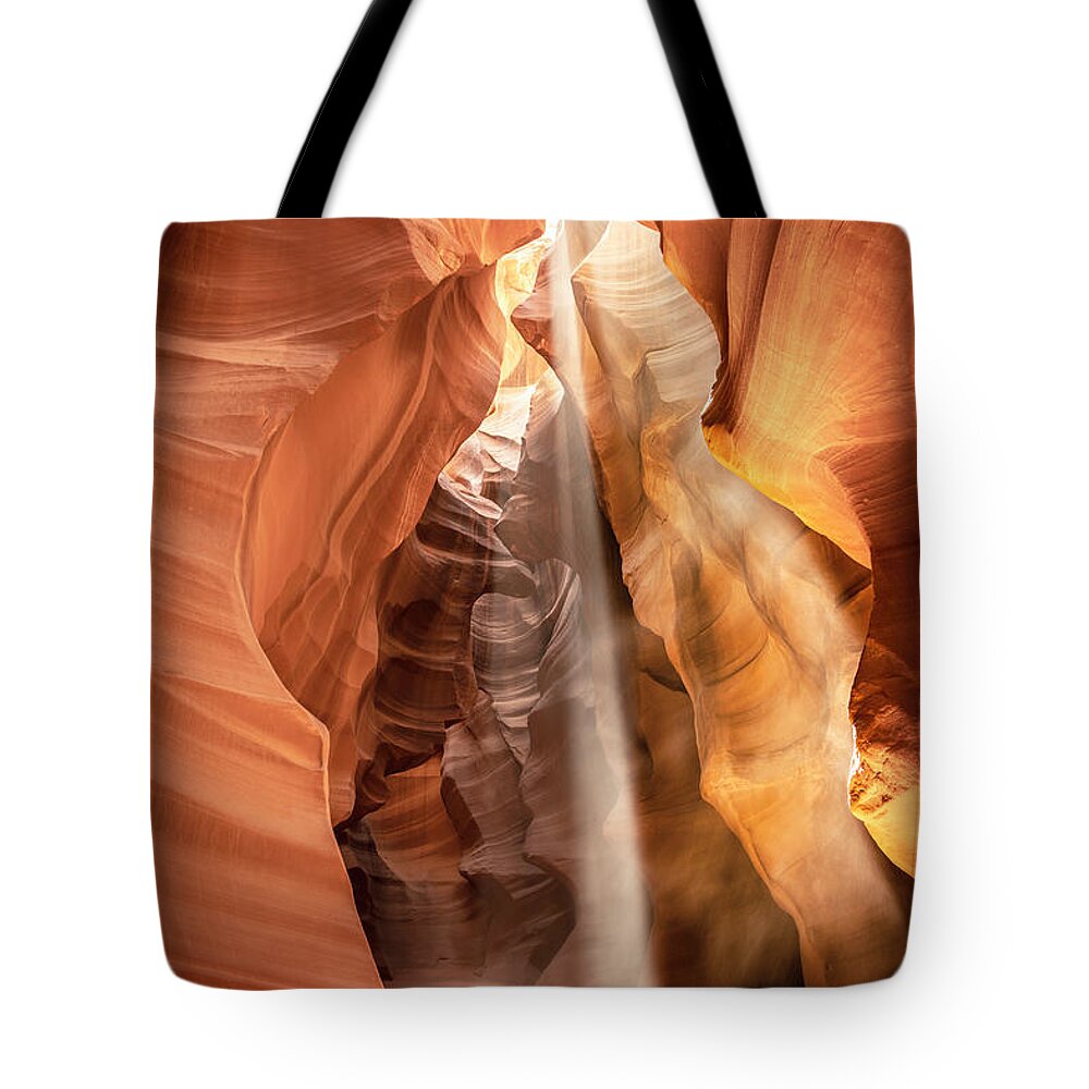 Sandstone Tote Bag featuring the photograph Beams by Laura Hedien