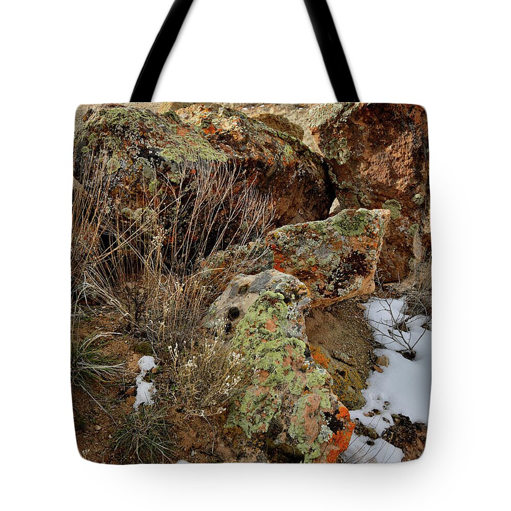 Red Point Tote Bag featuring the photograph Beautiful Boulders in Red Point Wash by Ray Mathis
