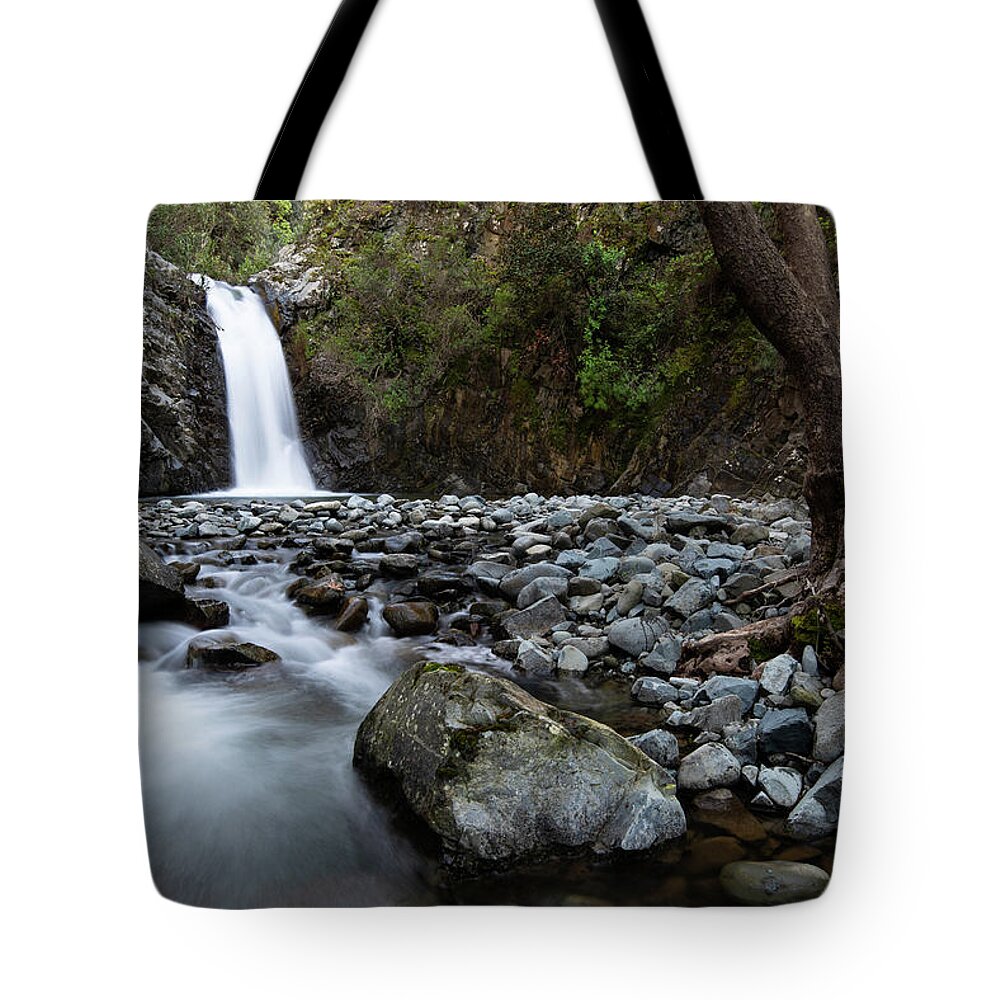 Waterfall Tote Bag featuring the photograph Beautiful waterfal, Troodos mountains, Cyprus by Michalakis Ppalis