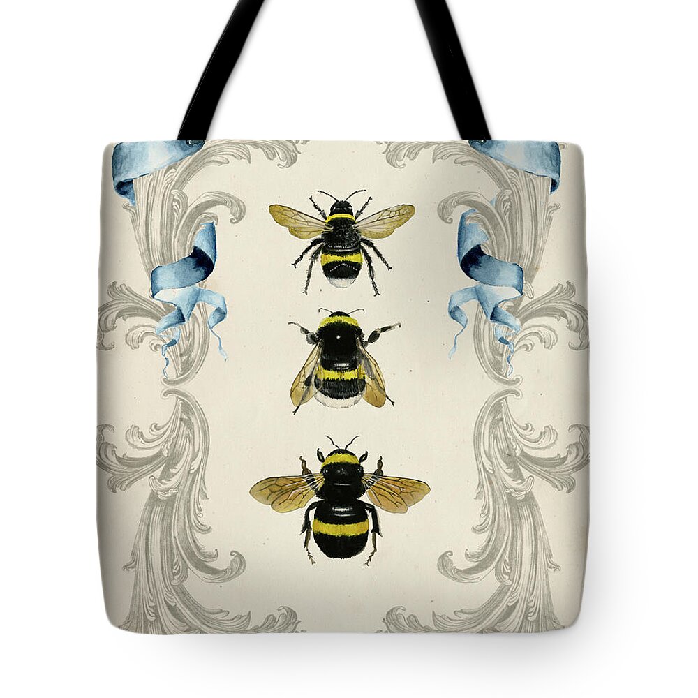 Animals Tote Bag featuring the painting Bees & Filigree I by Naomi Mccavitt