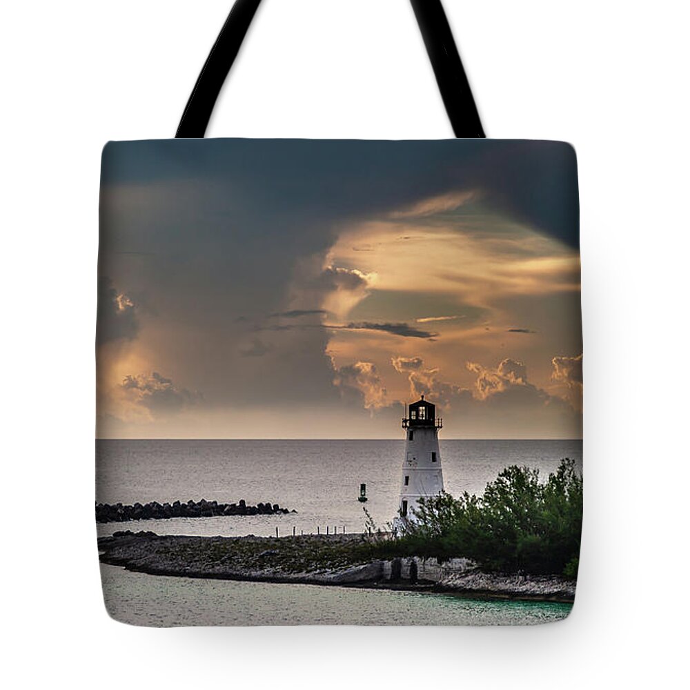 Wall Art Tote Bag featuring the photograph Lighthouse Before the Storm by Charles McCleanon