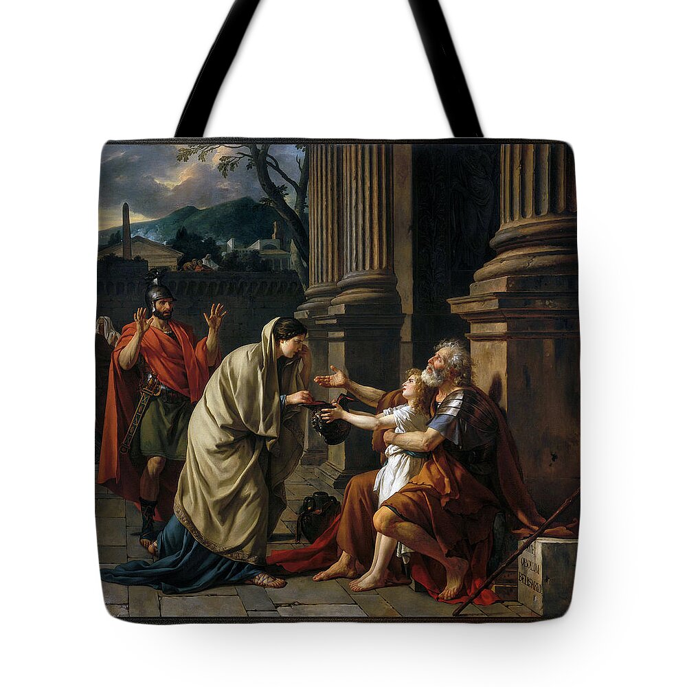 Belisarius Tote Bag featuring the painting Belisarius by Jacques Louis David by Rolando Burbon