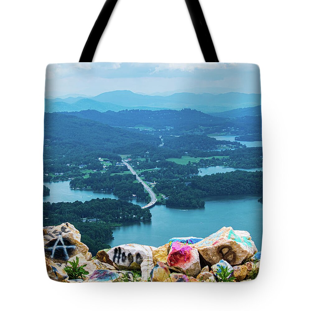 Bell Mountain Tote Bag featuring the photograph Bell Mountain in Hiawassee, Georgia by Mary Ann Artz