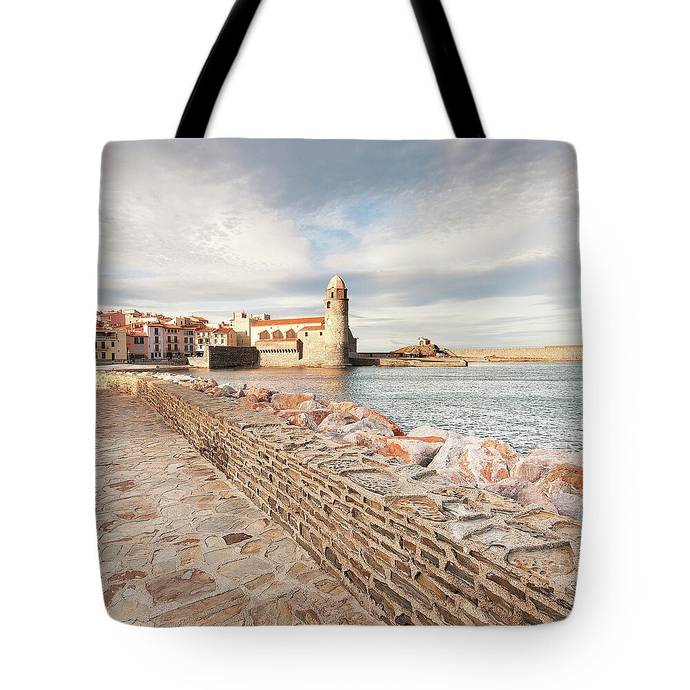 Built Structure Tote Bag featuring the photograph Bell Tower Of Collioure by G.v Photographies