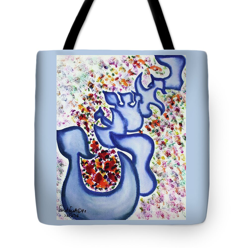 Beshert Inevitable Predestined Tote Bag featuring the painting BESHERT cc18 by Hebrewletters SL