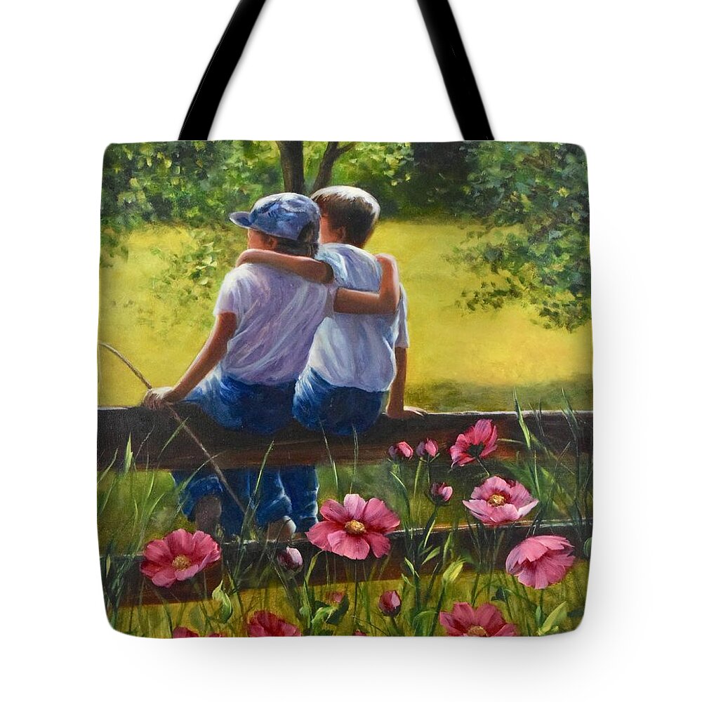 Friends Tote Bag featuring the painting Best Buddies by Lynne Pittard