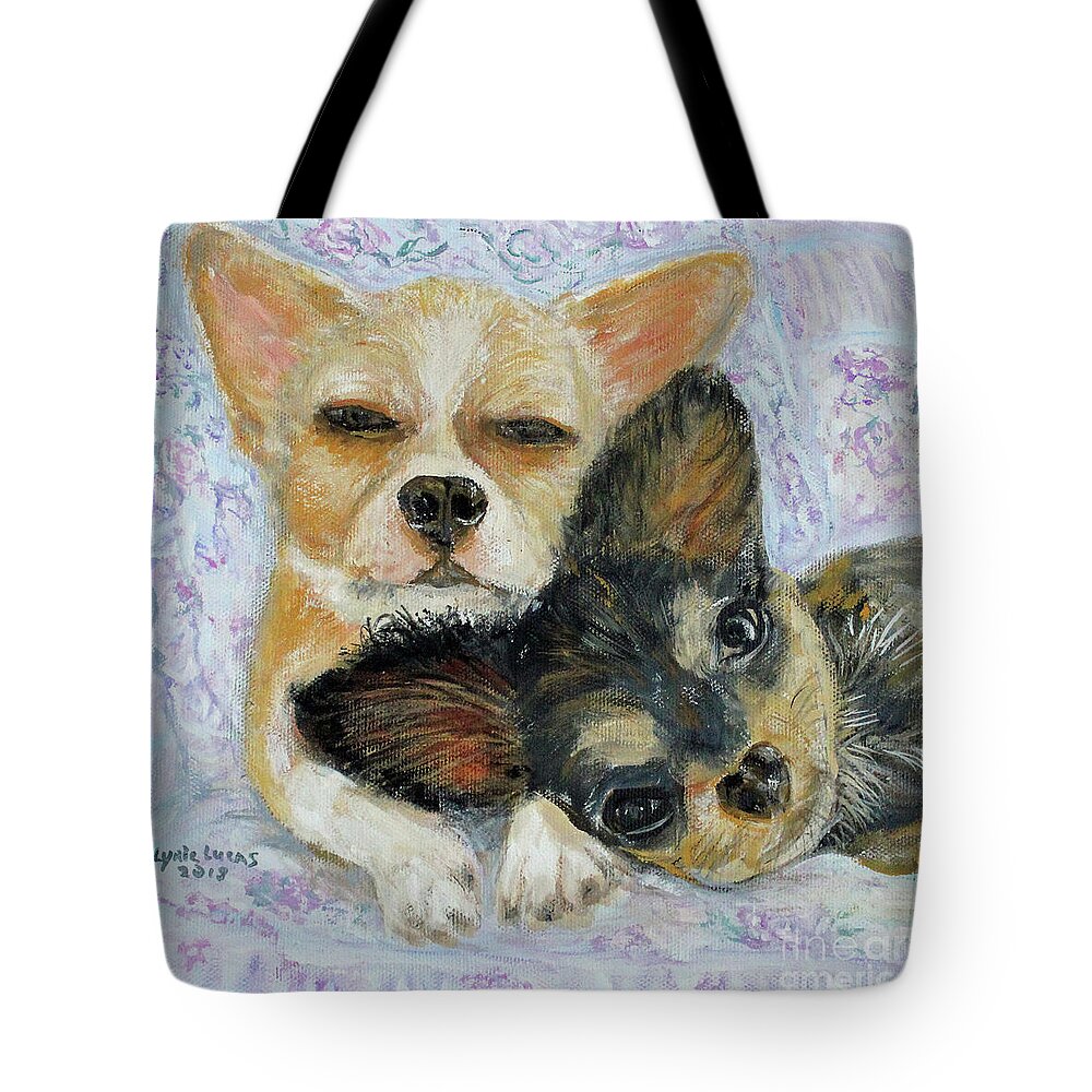 Animal Tote Bag featuring the painting Best Friends by Lyric Lucas