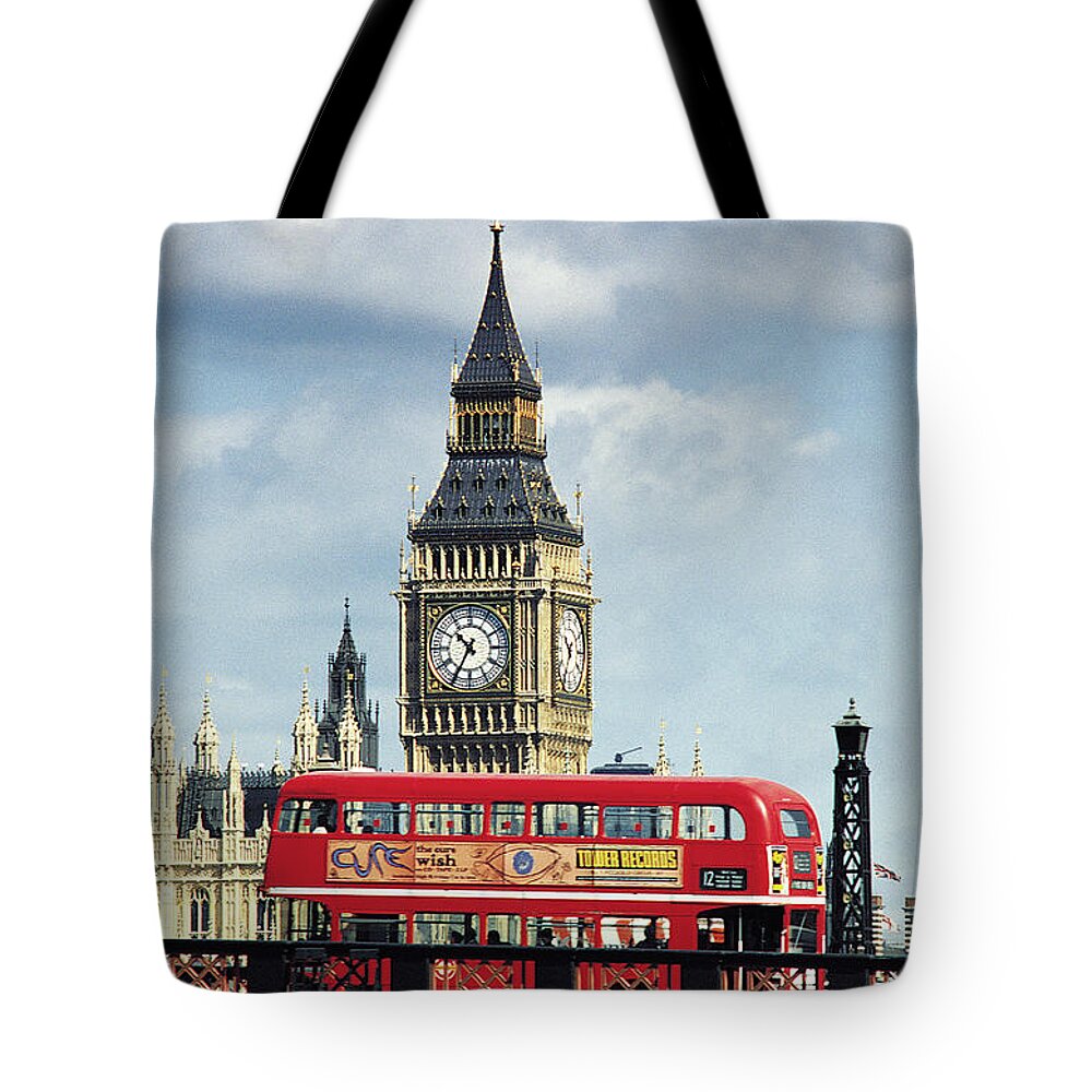 Clock Tower Tote Bag featuring the photograph Big Ben, London, England, Uk by Digital Vision.