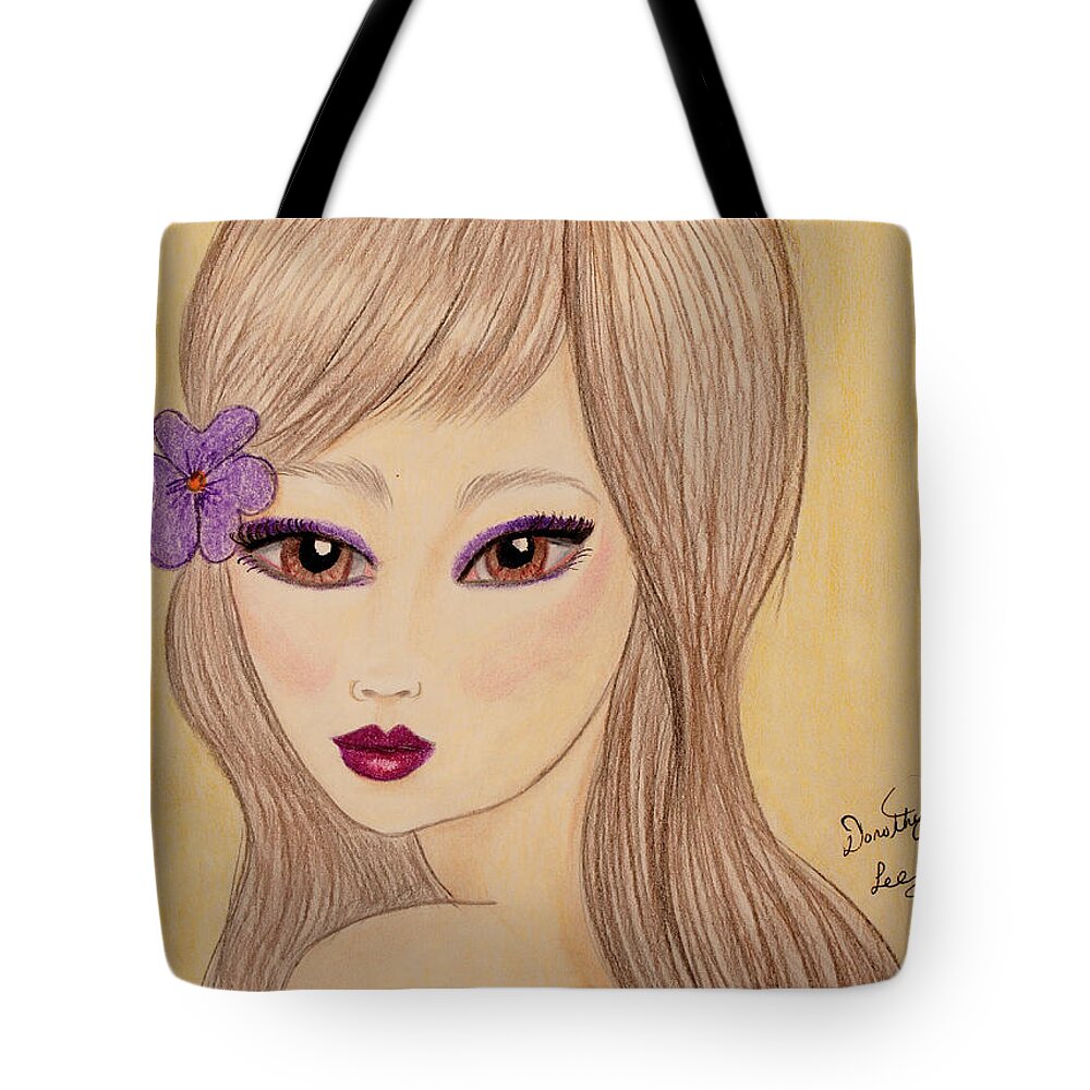Fine Art Tote Bag featuring the mixed media Big Eyes 4 by Dorothy Lee