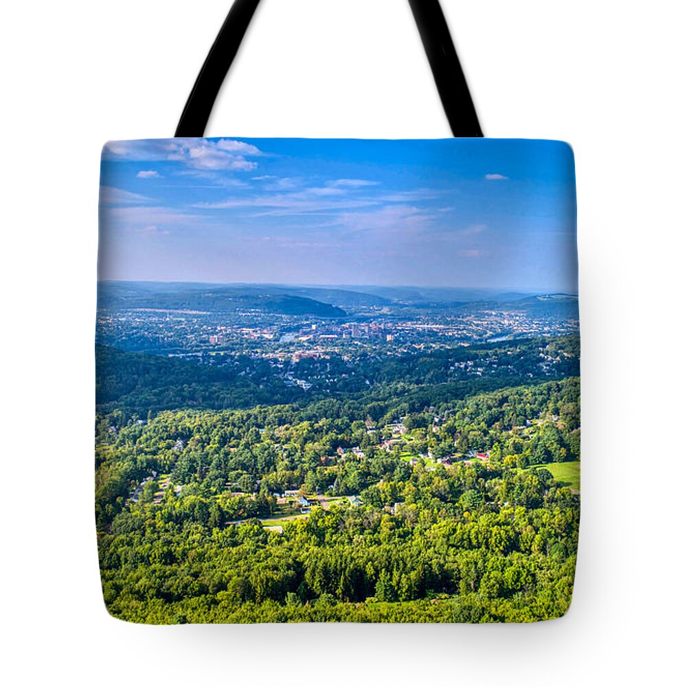 Finger Lakes Tote Bag featuring the photograph Binghamton Aerial View by Anthony Giammarino
