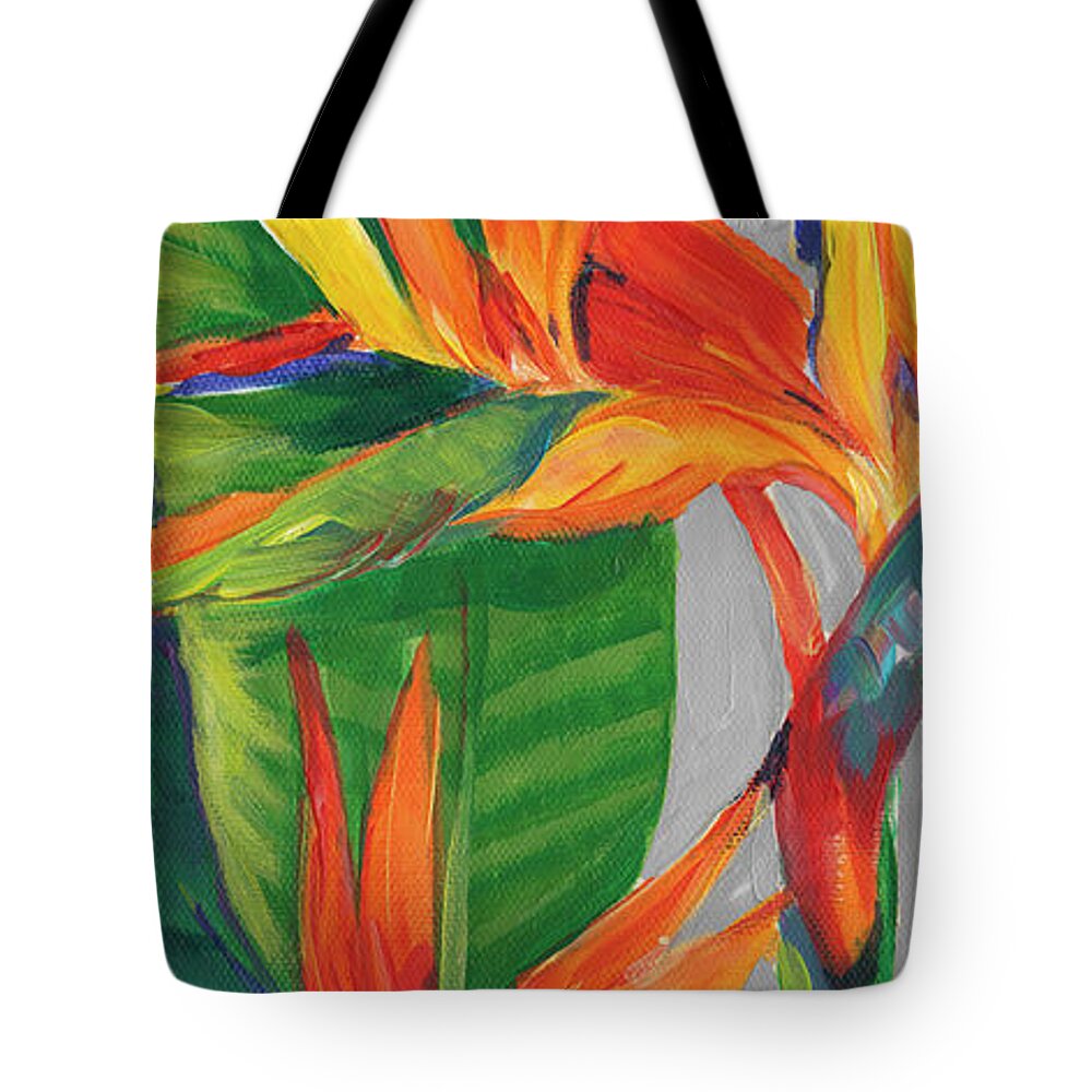Botanical Tote Bag featuring the painting Bird Of Paradise Triptych II by Tim Otoole