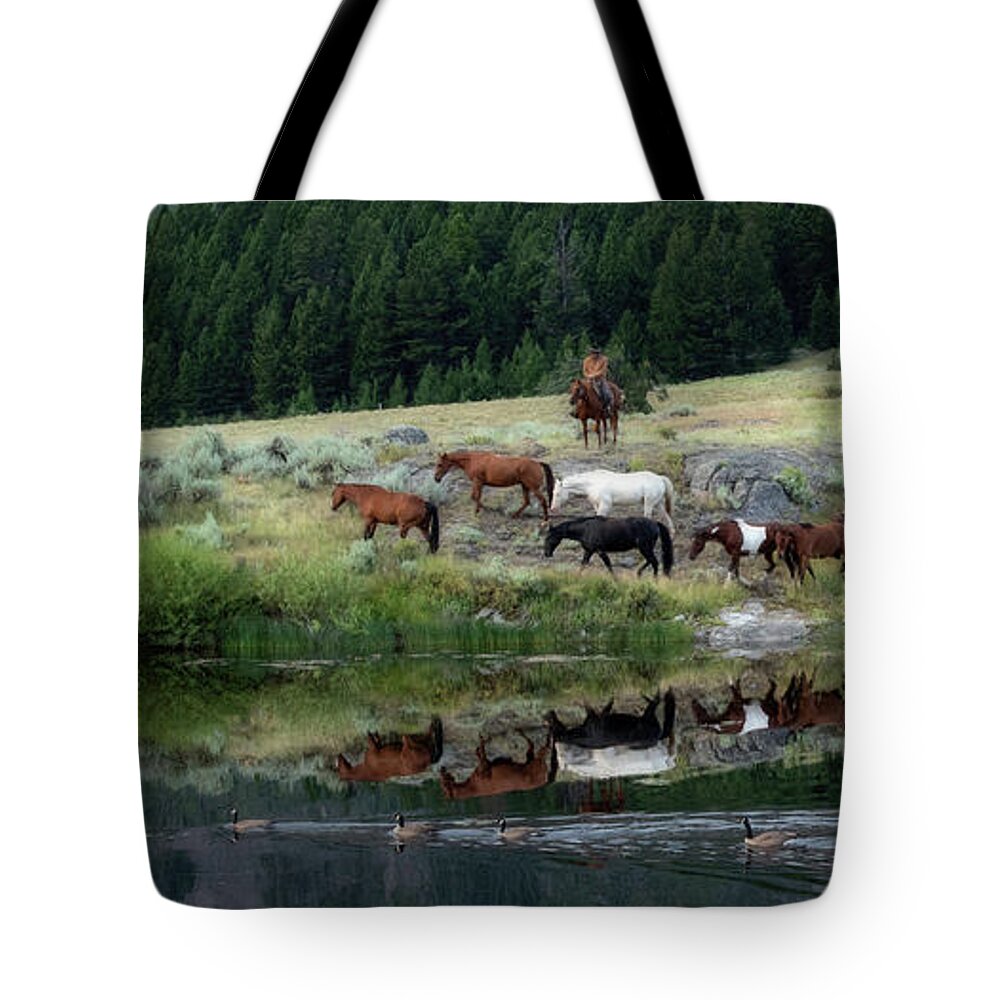 Cowboy Tote Bag featuring the photograph Birds off a Feather by Pamela Steege