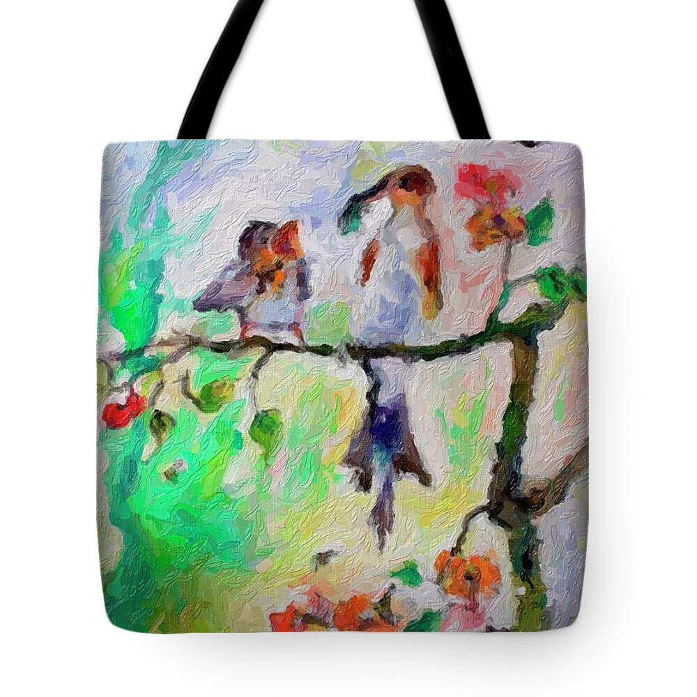Birds Tote Bag featuring the digital art Birds Summer Impressions by Ginette Callaway