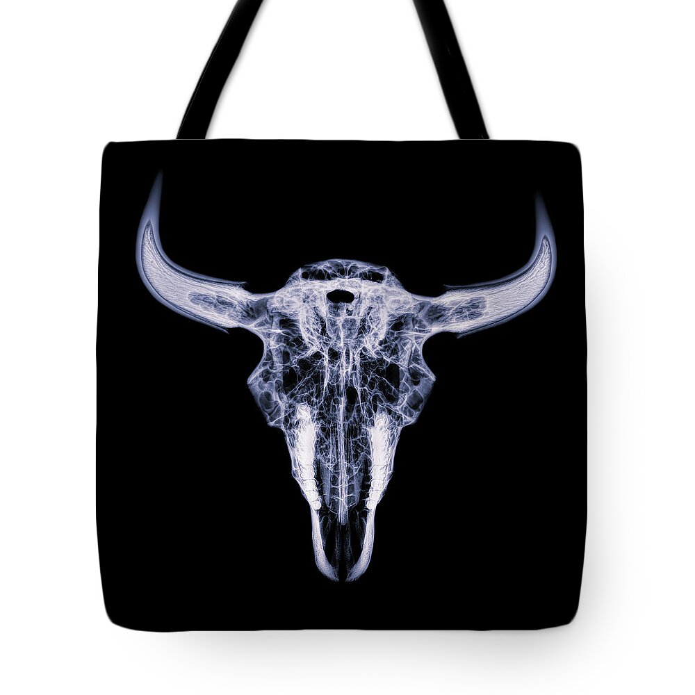 Kansas Tote Bag featuring the photograph Bison skull x-ray 01 by Rob Graham