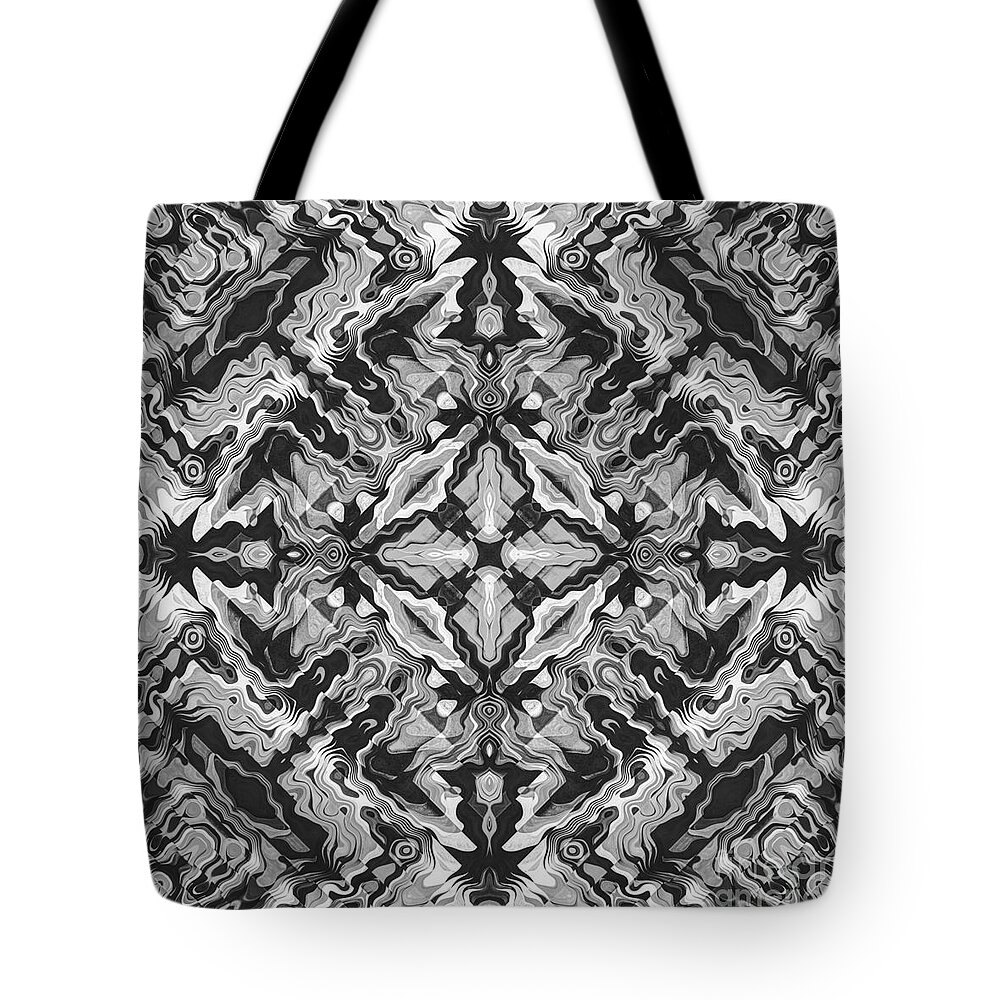 Texture Tote Bag featuring the digital art Black And White Geometric by Phil Perkins