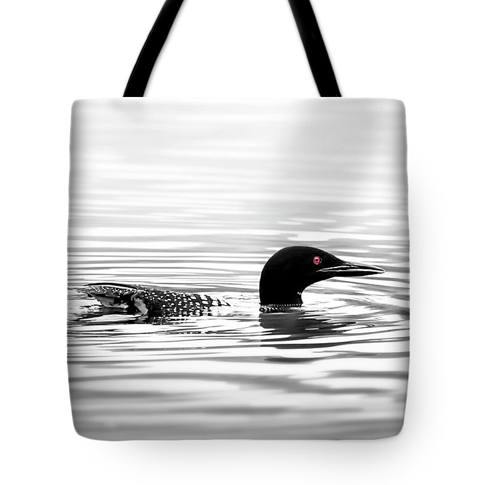Loon Tote Bag featuring the photograph Black And White Loon by Christina Rollo