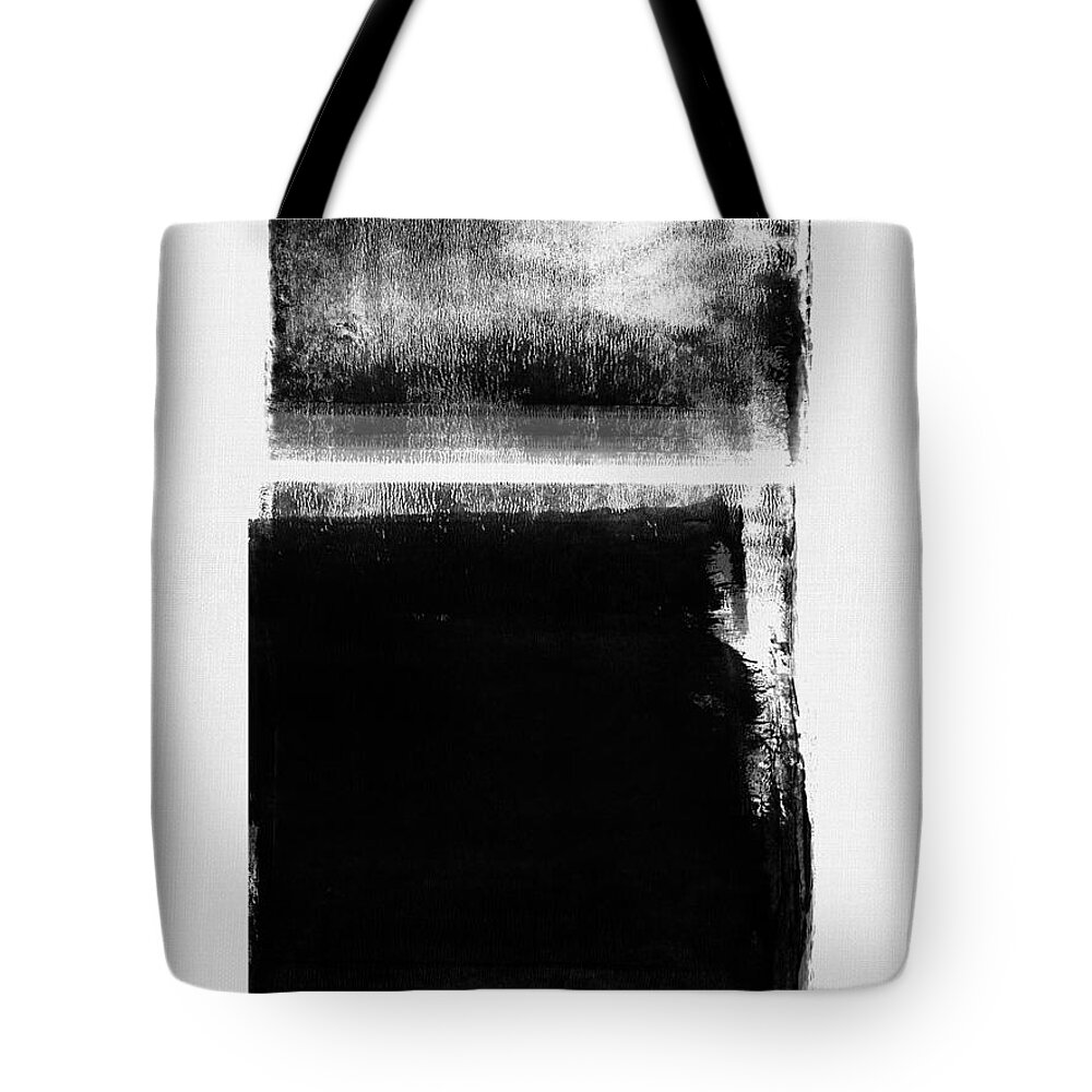 Black And White Tote Bag featuring the mixed media Black Blocks I by Naxart Studio