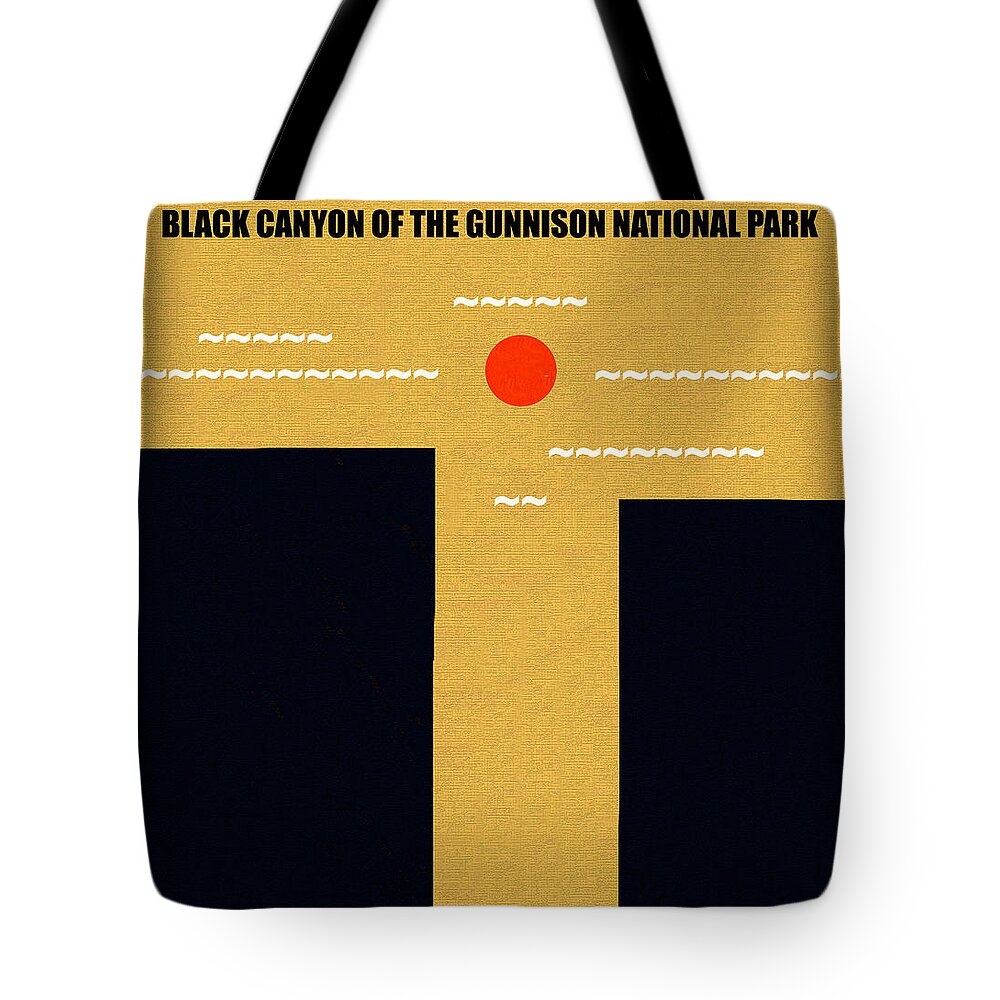 Black Canyon Of The Gunnison National Park Colorado Tote Bag featuring the mixed media Black Canyon of the Gunnison N. P. M series by David Lee Thompson
