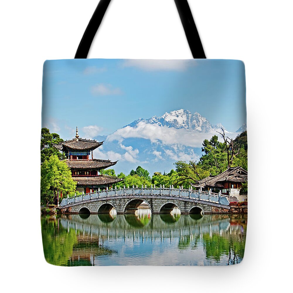 Chinese Culture Tote Bag featuring the photograph Black Dragon Pool, Lijiang,yunnan,china by John W Banagan