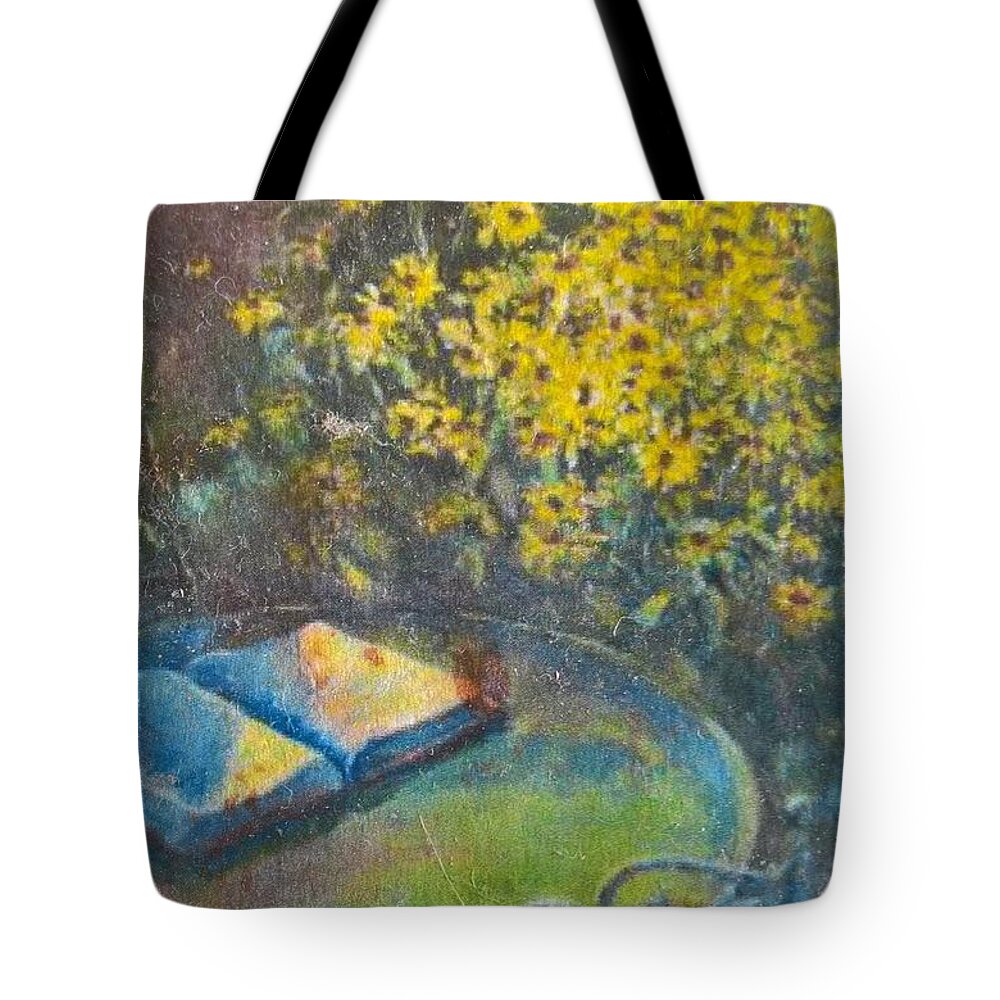 Bible Tote Bag featuring the painting Black-Eyed Susans and Bible Study by ML McCormick