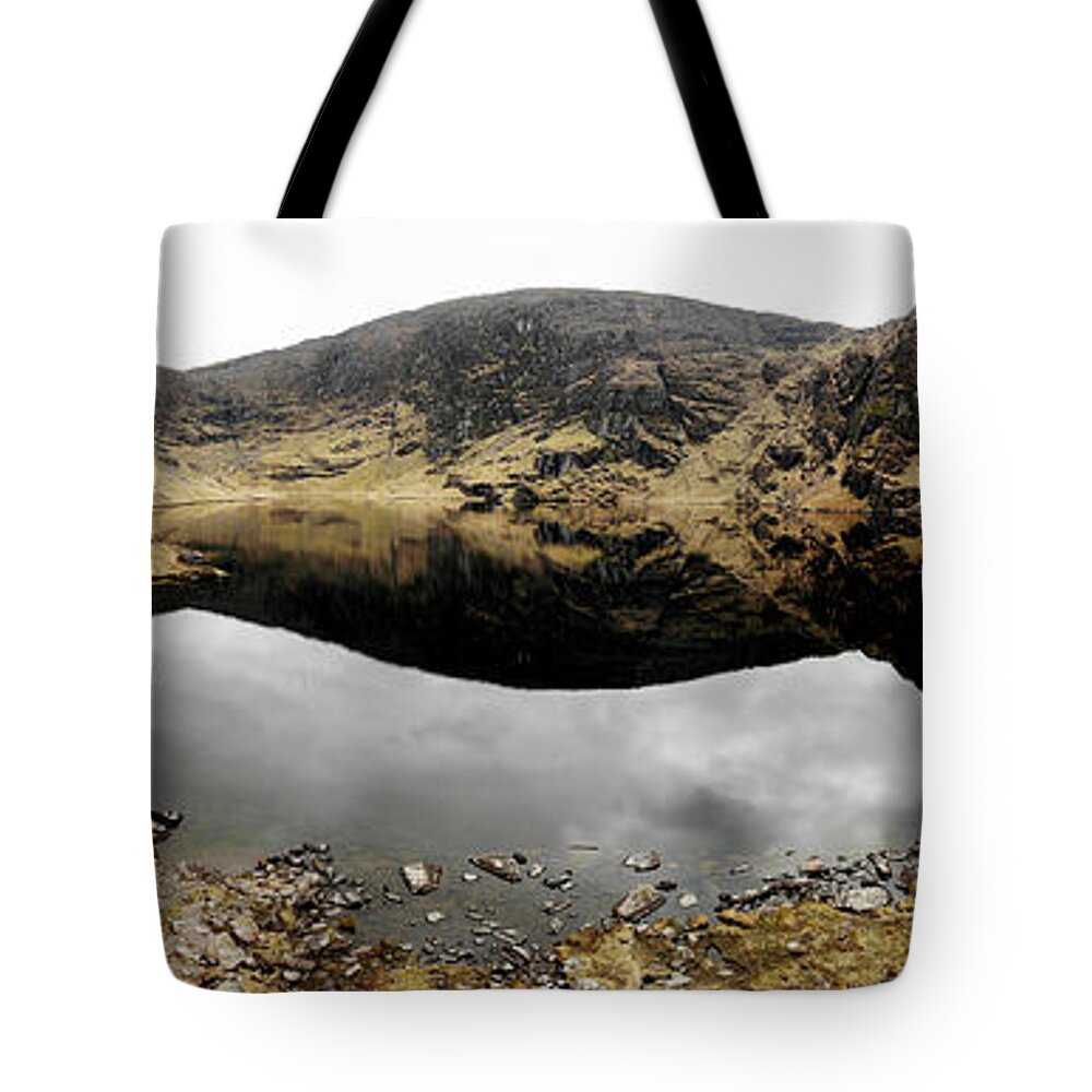 Drone Photography Tote Bag featuring the photograph Black Lake by Lidija Ivanek - SiLa
