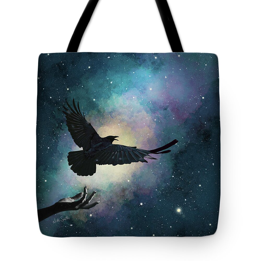 The Beatles Tote Bag featuring the digital art Blackbird Singing In The Dead Of Night by Nikki Marie Smith